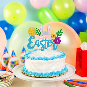 Rabbit Cake Topper Easter Cake Topper Bunny Cake Topper Easter Party Cake Topper Decorations, 1pcs (Bunny Happy Easter)