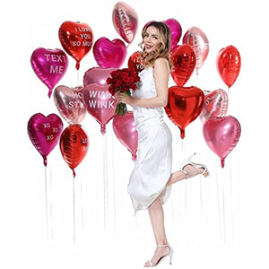18 pcs Heart Balloons 18" Foil Love Balloons with Letter Mylar Balloons heart balloons for Valentines Day Propose Marriage Wedding Anniversary Backdrop Birthday Party Supplies (Red+Pink+RSG)
