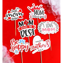 Load image into Gallery viewer, 12pcs Mother&#39;s Day Cake Toppers Paper Cupcake Toppers Best Mom Birthday Party Cake Decorations Mother&#39;s Birthday Party Hats Selection