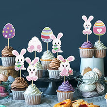 Load image into Gallery viewer, 32 PCS Easter Cupcake topper Bunny Cupcake Toppers Easter Egg Cupcake Topper Rabbit Easter Party Cake Topper Decorations (Bunny Back)
