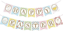 Load image into Gallery viewer, Happy Easter Banners kit, Pink &amp; Blue For Spring Easter Themed Party Decorations Easter Bunting Easter Rabbits Bunny Garland Easter Bunny Cardboard Banner Flag Bunting Easter Spring Sign for Easter Mantle Baby Shower Party Photo Props
