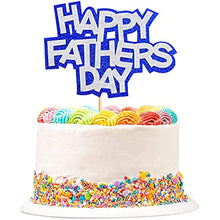 Load image into Gallery viewer, 6 PCS Happy Father&#39;s Day Cake Topper Glitter Blue and Silver for Father&#39;s Day for DAD
