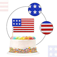Load image into Gallery viewer, 6 Pc Independence Day Cake Toppers Glitter National Flag Cake Topper Picks Toothpick Toppers 4th of July Flag Day Photo Props for Patriotic Party Supplies