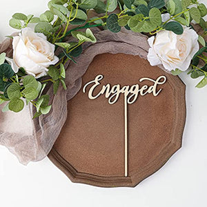 Engaged Cake Topper Wedding Cake Toppers Wood Wreath Cake Topper Birthday Cake Topper, Engagement, Wedding Reception, Wedding Cake Decoration (Engaged)