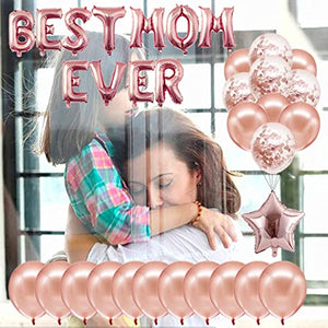 56 pcs HAPPY MOTHER'S DAY Balloon Set Best Mom Ever Decoration for Mother's Day Party (Pink Pom Pom Balloon Set)