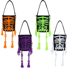 Load image into Gallery viewer, GIGA GUD 4 Pcs Halloween Trick or Treat Basket Non-Woven Halloween Party Favors Skeleton Baskets Reusable Goody Candy Baskets, Halloween Snacks Goodie Bags (skeleton)