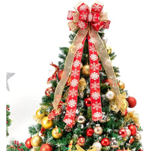 Load image into Gallery viewer, Christmas Tree Topper,Christmas Tree Bow Topper 33x13 Inches Large Toppers Gift Bow Tree Topper Bow Handmade Decoration for Wreaths Tree Toppers (Double Side Red Snow Gold)