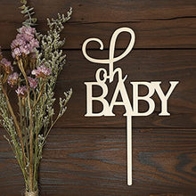 Load image into Gallery viewer, Oh Baby Cake Topper Baby Shower Oh Baby Cake Topper Rustic Wood Cake Topper for Baby Shower or Baby Birthday Cake Topper 1st Birthday Smash Cake Topper Birthday Decor Wood Cake Topper wreath