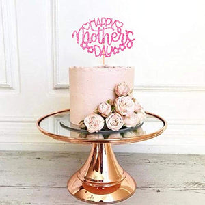 Happy Mother's Day Cake Topper Pink Glitter Cake Decoration Party Cake Decoration Mother's Day (Pink)