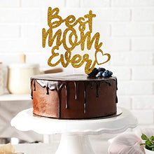 Load image into Gallery viewer, Happy Mother&#39;s Day Cake Decoration, Mom Letter Cake Decoration, Gold Sparkle Cake Decoration, Party Cake Decoration for Mother&#39;s Day (Best Mom in Gold)