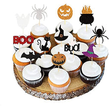Load image into Gallery viewer, 36 pcs Halloween Ghost Boo Glitter Cupcake Toppers Ghost Boo 36 Pack Cupcake Topper muffin for Halloween, Birthday, Decoration Party Supply