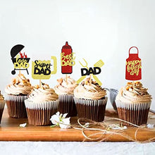 Load image into Gallery viewer, 35 Father&#39;s Day Paper Cupcake Decorations BBQ Themed Happy Father&#39;s Day Red and Gold Glitter Paper Cupcake Decorations Birthday Party Cupcake Decorations Selected Father&#39;s Birthday Party Celebration Party Supplies (BBQ)