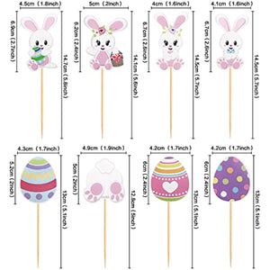 32 PCS Easter Cupcake topper Bunny Cupcake Toppers Easter Egg Cupcake Topper Rabbit Easter Party Cake Topper Decorations (Bunny Back)