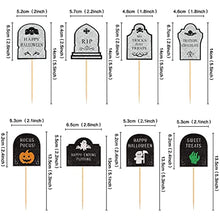 Load image into Gallery viewer, 24 pcs Halloween Tombstone Cupcake Toppers Gravestone Cake Toppers Ghost Boo Glitter Trick or Treat Cupcake Topper muffin for Halloween, Birthday Decoration Party Supply (Tombstone)