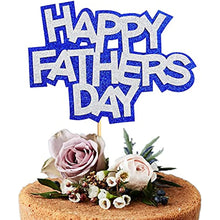 Load image into Gallery viewer, 6 PCS Happy Father&#39;s Day Cake Topper Glitter Blue and Silver for Father&#39;s Day for DAD