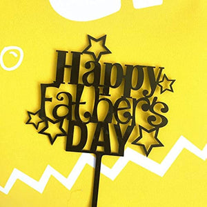 6 pcs Happy Father's Day Cake Topper Cake topper Acrylic Mirror Cake topper Decorative Party Cake Decoration for Father's Day(Star Black)