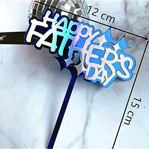 Happy Father's Day Cake Topper Cake topper Acrylic Cake topper Decorative Party Cake Decoration for Father's Day(blue)