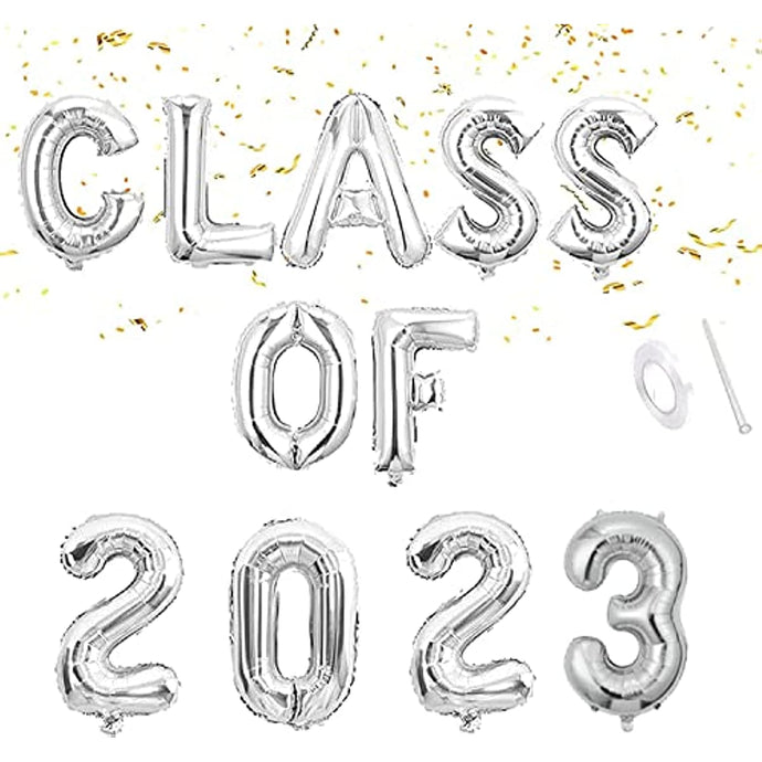 Class of 2023 Balloons Banner Silver 16 inch letter Balloons Foil Mylar Balloons Set for Graduation Party Decorations Supplies,Graduate Balloons,Retirement, Congrats Grad Party Supplies (Silver2023)