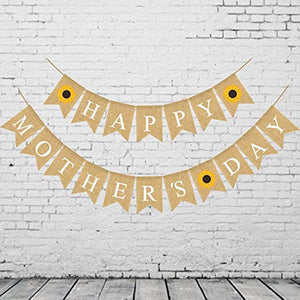 Mother's Day Burlap Banner Sunflower Happy Mother's Dat Banner Garland Rustic Party Decorations Mother's Day Gifts from Daughter and Son (Mother's Day)