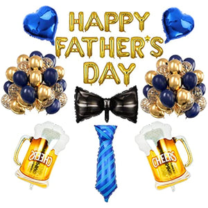 Happy Father's Day Aluminum Foil Balloon Set 16 Inch Father's Day Party Letter Balloon Decoration (52 Piece Tie)