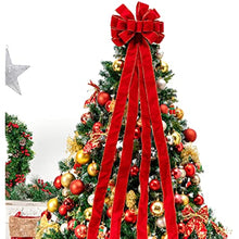Load image into Gallery viewer, Christmas Tree Topper,Christmas Tree Bow Topper 48x13 Inches Large Toppers Gift Bow Tree Topper Bow Handmade Decoration for Wreaths Tree Toppers (Velvet Red)