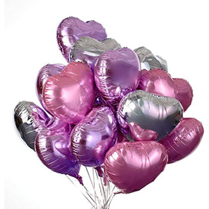 12 pcs Heart Shape Balloon Purple, Pink, Silver Heart Shape Balloon Love Balloon 18 inch inch for Wedding Baby Shower Birthday Valentine's Day Party Supplies (love-12pcs-heart-balloon)