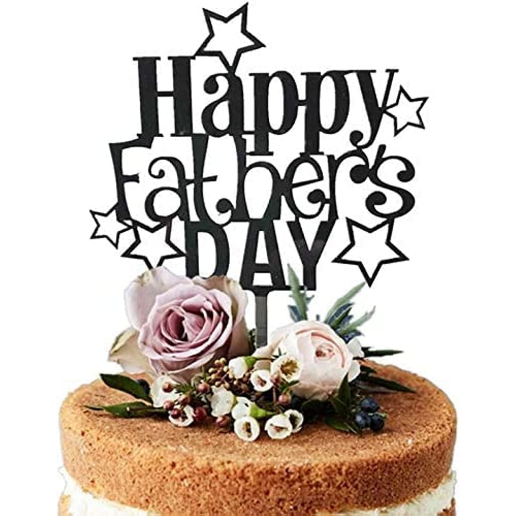 6 Pcs Happy Father's Day Cake Topper Cake topper Acrylic Mirror Cake topper Decorative Party Cake Decoration for Father's Day(Father-Star)