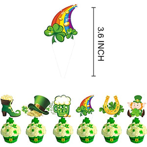 48 PCS Green Shamrock Cupcake Toppers,Hat,Pot,Beer,Boot and Flag Cupcake Toppers Clover Cupcake Toppers for St Patrick's Day Party Birthday Party Decorations (48pcs) (rainbow set)