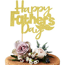 Load image into Gallery viewer, 8 pieces Happy Father&#39;s Day cake decoration with Best Dad Ever cake topper, golden glitter cake decoration for Father&#39;s Day cake (gold)