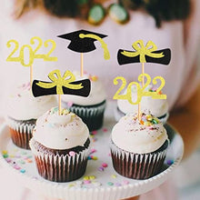 Load image into Gallery viewer, 36 Pcs Glitter 2022 Graduation Cupcake Toppers, NO DIY NEEDED 36PCS Food/Appetizer Picks For Graduation Party Cake Decorations, Diploma, 2022, Grad Cap Set 36 Pieces (Graduation)