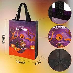 24 pcs Halloween Trick or Treat Burlap Bags Halloween Party Goodie Bags Favors Pumpkin,Cat,Witch and Vampire Baskets Reusable Non-woven Goody Candy Baskets, Halloween Snacks Goodie Bags (Pumpkin)