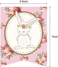 Load image into Gallery viewer, Happy Easter Banners kit, Pink &amp; Blue For Spring Easter Themed Party Decorations Easter Bunting Easter Rabbits Bunny Garland Easter Bunny Cardboard Banner Flag Bunting Easter Spring Sign for Easter Mantle Baby Shower Party Photo Props