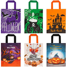 Load image into Gallery viewer, 24 pcs Halloween Trick or Treat Burlap Bags Halloween Party Goodie Bags Favors Pumpkin,Cat,Witch and Vampire Baskets Reusable Non-woven Goody Candy Baskets, Halloween Snacks Goodie Bags (Pumpkin)