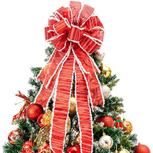 Load image into Gallery viewer, Christmas Tree Topper,Christmas Tree Bow Topper 30x12 Inches Large Toppers Gift Bow Tree Topper Bow Handmade Decoration for Wreaths Tree Toppers (Red Organza Bow)