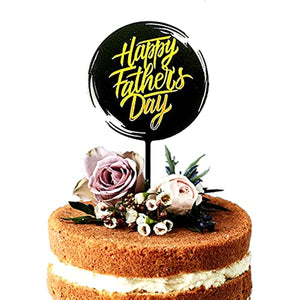 Happy Father's Day Cake Topper Cake topper Acrylic Cake topper Decorative Party Cake Decoration for Father's Day(round-Happy-father's Day)