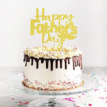 Load image into Gallery viewer, 8 pieces Happy Father&#39;s Day cake decoration with Best Dad Ever cake topper, golden glitter cake decoration for Father&#39;s Day cake (gold)