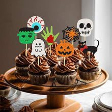 Load image into Gallery viewer, 32 pcs Halloween Ghost Boo Glitter Cupcake Toppers Ghost Boo 32 Pack Cupcake Topper muffin for Halloween, Birthday Decoration Party Supply(Eye Ball）