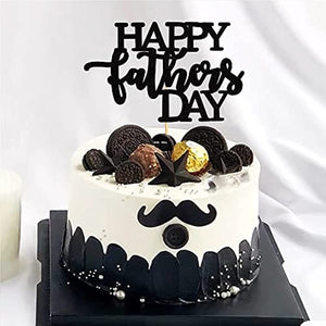 6pc Happy Father's Day Cake Decorations "Best Dad Ever" Cake Decorations Black Glitter Cake Decorations Father's Day Cake Decorations