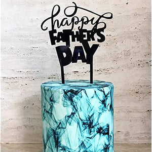 Happy Father's Day Cake Topper Cake topper Acrylic Mirror Cake topper Decorative Party Cake Decoration for Father's Day(Bold-BLK)