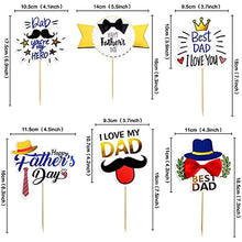 Load image into Gallery viewer, 12 Father&#39;s Day cake decorations, Happy Father&#39;s Day best dad cupcake toppers, birthday party cake decorations, selected Father&#39;s Day party supplies