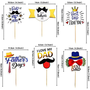 12 Father's Day cake decorations, Happy Father's Day best dad cupcake toppers, birthday party cake decorations, selected Father's Day party supplies