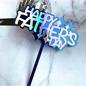 Happy Father's Day Cake Topper Cake topper Acrylic Cake topper Decorative Party Cake Decoration for Father's Day(blue)
