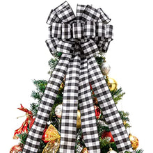 Load image into Gallery viewer, Christmas Tree Topper Bow Christmas Tree and Wreath Bow 15&quot; Wide, 30&quot; Long Pre-Tied Bow, Burlap Bow, Door Decoration, Swag, Wreath, Garland, Boxing Day, Fall, Winter, Valentine&#39;s Day (Black)