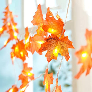 Fall Leaves Garland String Lights garland , 20 LED 9.8 FT Maple Leaf Battery Operated Garland String Lights Fairy Lights for Fall,Thanksgiving,Autumn,Harvest Party,Indoor Decoration (Maple Leaf)