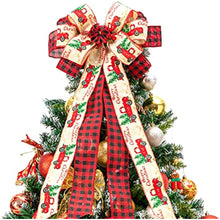 Load image into Gallery viewer, Christmas Tree Topper Bow Christmas Tree and Wreath Bow 15&quot; Wide, 30&quot; Long Pre-Tied Bow, Burlap Bow, Door Decoration, Swag, Wreath, Garland, Boxing Day, Fall, Winter, Valentine&#39;s Day (Red Plaid)