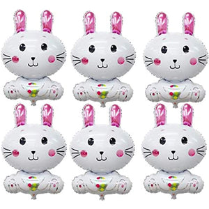 6 pcs Easter Party Decorations White Bunny Shaped Balloons Aluminum Foil Rabbit Balloons Easter Party Favors Animal Foil Balloons Mylar Balloons Decors for Birthday Party Baby Shower (bunny)