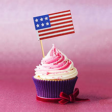 Load image into Gallery viewer, 60 Pcs Independence Day Cupcake Toppers Glitter National Flag Cake Topper Picks Toothpick Toppers 4th of July Flag Day Photo Props for Patriotic Party Supplies