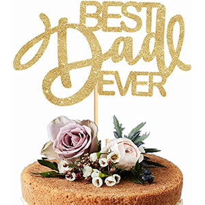 6 pieces Happy Father's Day Cake Decoration Best Dad Ever Cake Decoration Gold Glitter Cake Decoration Father's Day Cake Decoration (Bestdad Curly GLD)