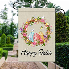 Load image into Gallery viewer, Easter Garden Flag 12 x 18 Inch Easter Spring Decoration Easter Garden Flag Welcome Happy Easter Peeps Bunny Garden Burlap Flag Vertical Double Sided Easter Yard Flags Rustic Farmhouse Outdoor Party Decoration (egg)