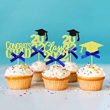 Load image into Gallery viewer, 30 Pcs Glitter 2022 Graduation Cupcake Toppers, NO DIY NEEDED 30 PCS Food/Appetizer Picks For Graduation Party Cake Decorations, Diploma, 2022, Grad Cap Set 30 Pieces